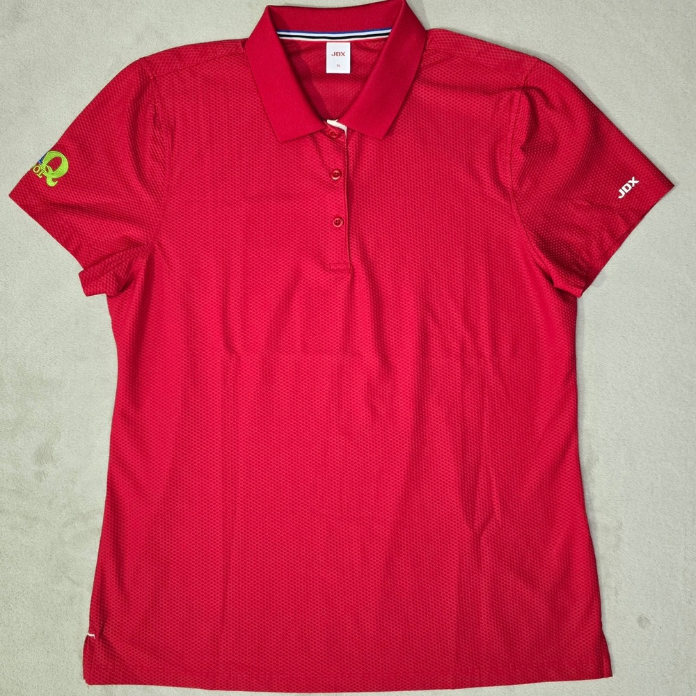 Golf Polo Shirt Womens Sz XL Red Textured Short Sleeve Collared‎ Performance Top